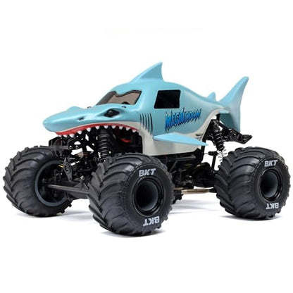Losi 1/18 Mini LMT Megalodon 2S 4X4 RTR Brushed Monster Truck Battery & Charger Included Blue LOS01026T3 - color: Blue