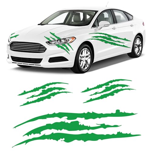 3-Pack Vinyl Claw Mark Decals | Hood, Headlight & Body Scratch Stripe Stickers for Car, Truck, SUV, Motorcycle (Green) - color: Green