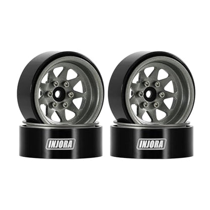 INJORA -4.05mm Offset Steel 1.3" Wheels for 1/24 1/18 RC (Titanium Grey) - color: Titanium Grey