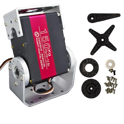 150KG Digital RC Servo,RDS51150 Dual Shafts 12V High Torque Stainless Steel Metal Gear Large Steering Servo Motor with Mounting Brackets for 1/5 RC Car Crawler Robotic Arm Control Angle 270°
