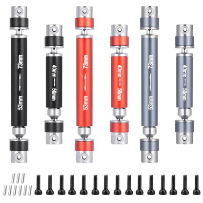 Steel RC Center Drive Shaft 40+53mm Driveshaft for 1/24th AXIAL SCX24 AXI00001 C10 AXI00002 JLU AXI00006 Bronco RC Crawler Car Upgrade Parts - color: Silver