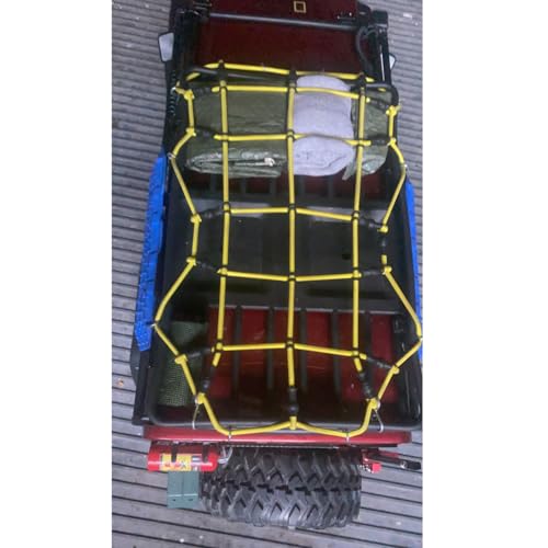 MOHERO 1/10 RC Elastic Luggage Net with Hook for 1:10th RC Vehicles RC Crawler Truck Car D90 TRX4 Roof Rack (Yellow) - color: Yellow