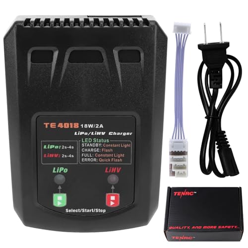 LiPo Battery Charger - 2S 3S 4S RC Car Batteries Balance Chargers 18W 2A for LiPo(7.4-14.8V) LiHV(8.7-17.4V) with XH3P XH4P XH5P Plug for RC Battery Boat Airplane Truck Quadcopter Airsoft