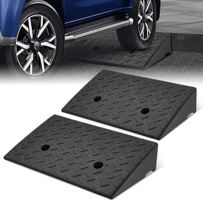 Rubber Curb Ramp, 4.3" Rise Height - Sidewalk & Driveway Access for Forklift, Car, SUV, Wheelchair, Bike - Threshold Bridge Ramp for Warehouse & Garage - size: 4.3" Rise