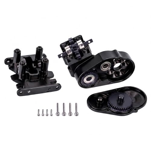 Ultralight Aluminum Transmission Skid Plate Kit,Gearbox with Metal Gears Set for 1/30 Axial SCX30 Upgrade Parts (Black) - color: Black