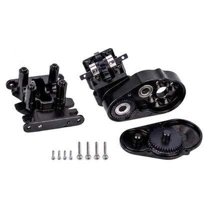 Ultralight Aluminum Transmission Skid Plate Kit,Gearbox with Metal Gears Set for 1/30 Axial SCX30 Upgrade Parts (Black) - color: Black