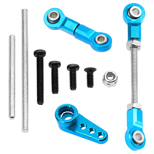 Front Steering Link Rod Servo Link Linkages with 28T Servo Arm Compatible with WLtoys 1/28 K969 K979 K989 K999 P929 P939 Mini-Q Mini-Z RC Car (Blue) - color: Blue