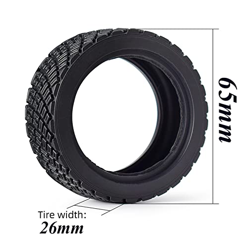 4PCS 65mm RC Rally Car Rubber Tires and 6-Spokes Wheel Rims 12mm Hex Compatible with 1/10 RC On-Road Rally Racing Car HSP Tamiya Sakura HPI WR8 HSP TT02 WLtoys (Black/Red) - color: Black/Red