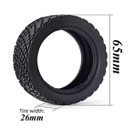 4PCS 65mm RC Rally Car Rubber Tires and 6-Spokes Wheel Rims 12mm Hex Compatible with 1/10 RC On-Road Rally Racing Car HSP Tamiya Sakura HPI WR8 HSP TT02 WLtoys (Black/Red) - color: Black/Red