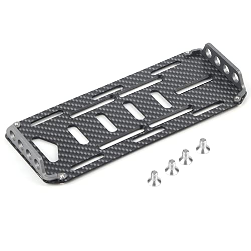 RC Battery Mount Plate, Aluminium Alloy Carbon Fiber Battery Protective Plate 15.5x6.2x1.5cm/6.10x2.44x0.59in Mounting Board for 1/10 Scale RC Car (Black) - color: Black
