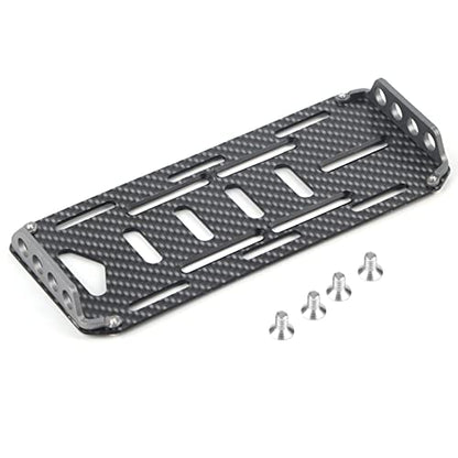 RC Battery Mount Plate, Aluminium Alloy Carbon Fiber Battery Protective Plate 15.5x6.2x1.5cm/6.10x2.44x0.59in Mounting Board for 1/10 Scale RC Car (Black) - color: Black