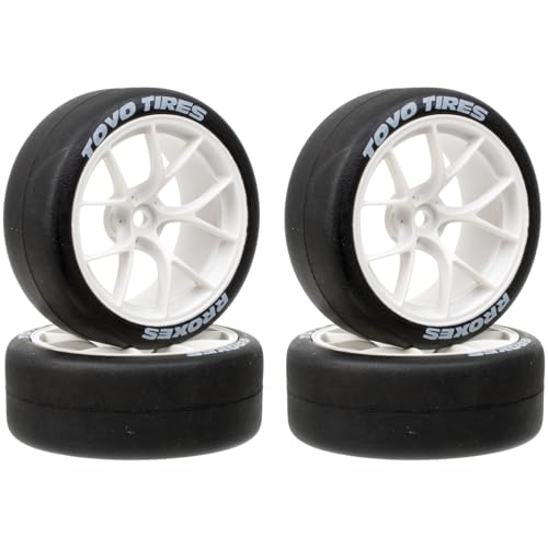 1/10 On-Road RC Car Wheel Rims & Rubber Tire 12mm Hex for Traxxas Nitro 4-Tec 2.0 Tamiya TT-01 / TT-02 HSP HPI (White) - color: White