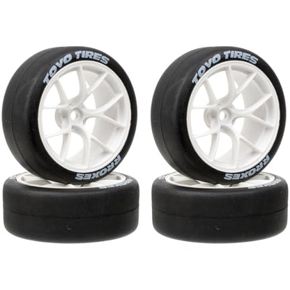 1/10 On-Road RC Car Wheel Rims & Rubber Tire 12mm Hex for Traxxas Nitro 4-Tec 2.0 Tamiya TT-01 / TT-02 HSP HPI (White) - color: White