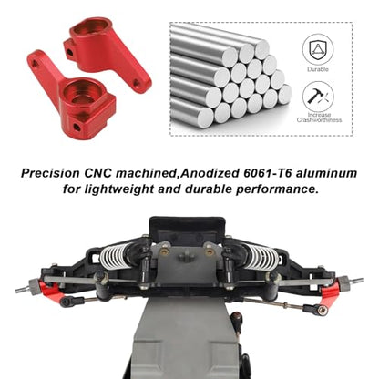Hobbypark Aluminum Caster Blocks C-Hubs & Steering Blocks Knuckles for Traxxas 1/10 2WD Slash, Rustler, Stampede, Nitro Slash, Replace 3632 3736 (Red) - color: Red