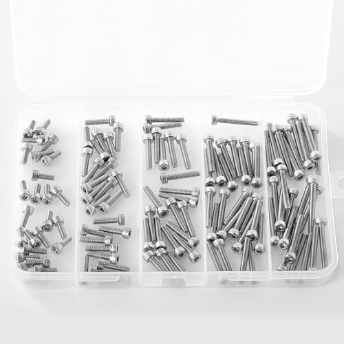 M3 x 8mm 12mm 16mm 20mm 25mm Hex Socket Head Cap Screws Bolts, 304 Stainless Steel, Metric Machine Fully Threaded, Bright Finish, Allen Hex Drive, Assortment Kit 125PCS - size: M3 x 8/12/16/20/25mm (125PCS)