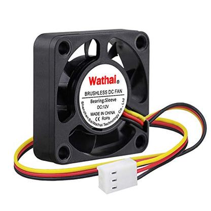 Wathai 2 pcs 40mm x 10mm DC Brushless Fan 12V 3Pin Cooling for 3D Printing, PC Computer Case, CPU Replacement, Graphics Card, Raspberry PI - style: 12V 3P Sleeve