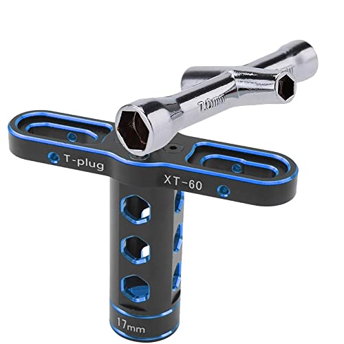 RC Car Tool 17mm Hex Adapter Wheel Wrench w/ 4mm 5mm 5.5mm 7mm Hex Socket Wrench Compatible with Traxxas Axial Arrma HSP Redcat Tamiya ECX HPI 1/8 1/10 1/12 Car Truck (Blue) - color: Blue