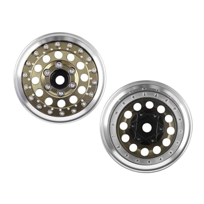 RC 1.9" Beadlock Wheels with Adjustable Offset for TRX4 SCX10 | Aluminum Alloy, Adjustable Negative Offset, 12mm Hex, Fits GEN7 GEN8 VS4-10 RC4WD & D90 1/10 RC Crawlers - color: Desert Gold