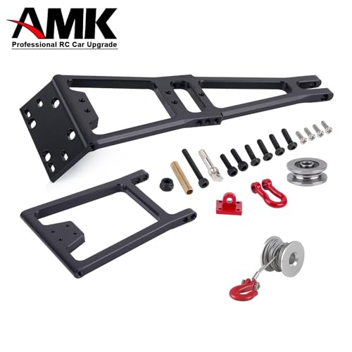AMK Tow Truck Accessory Kit for 1/10 RC Crawler Chassis, Includes Crane Arm and Winch, Compatible with SCX10 TRX4 Capra LCG Chassis Upgrades - color: Black