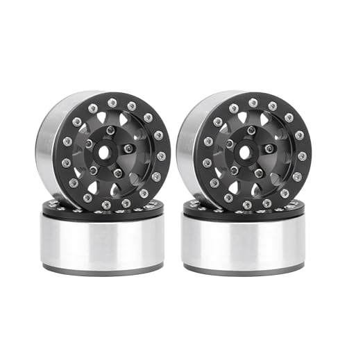 4PCS 1.55 Inch Aluminum Alloy Metal Beadlock Wheel Rim Hubs Replacement Accessory for AX90069 D90 TF2 CC01 Tamiya 1/10 RC Crawler Car Upgrade Parts(10Holes-Black) - color: 10holes-black