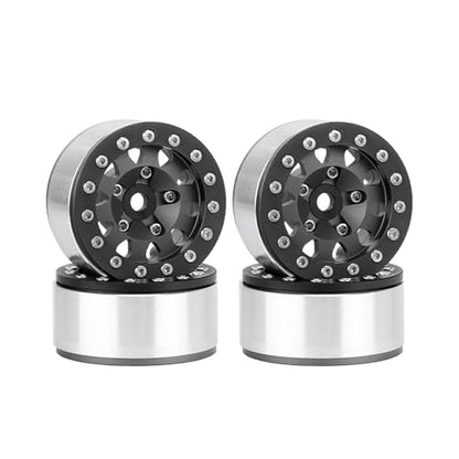 4PCS 1.55 Inch Aluminum Alloy Metal Beadlock Wheel Rim Hubs Replacement Accessory for AX90069 D90 TF2 CC01 Tamiya 1/10 RC Crawler Car Upgrade Parts(10Holes-Black) - color: 10holes-black