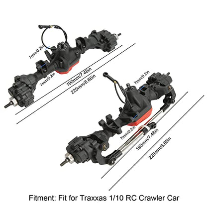 RC Car Axles, Rustproof 2 Pcs 45° Steering Angle Front Rear Portal Axle Assembly Sturdy for Traxxas 1/10 RC Crawler Car