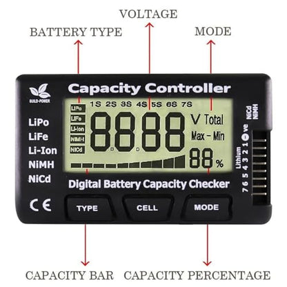 CellMeter7 Digital Battery Capacity Checker LiPo Life Li-ion NiCd NiMH Battery Voltage Tester