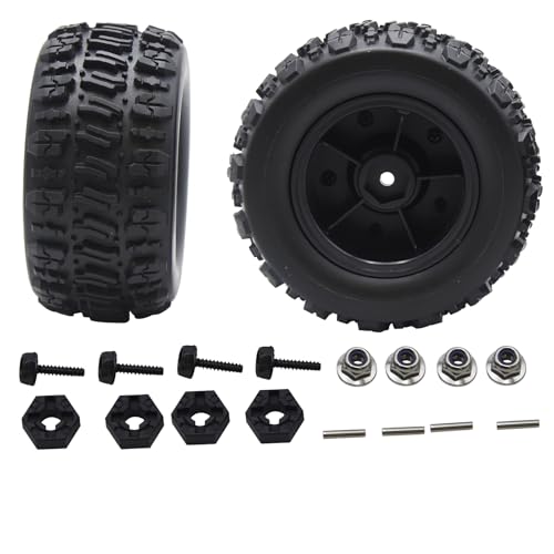 Blomiky 12mm Hex-Hole 3.6 * 1.65 Inch Wheel Tire and Hex Pin Locknuts Accessories Suitable for 1/14 1/16 Hyper Go 14210 14211 H14BM H16BM RC Trucks / 14210 Tire and Locknut
