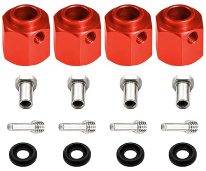 4PCS 12mm Hex Hub 11mm Offset Wheel Hex Extension for Traxxas TRX4 TRX6 | CNC Metal Wheel Spacer for RC Crawlers Helps Increase Track Width and Side-Hill Stability Reduce Vibration Add Tire Clearance - color: red