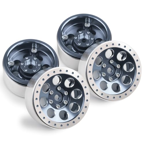 1.3" Beadlock Wheel Rims for SCX24 TRX4M Upgrade 1/24 1/18 RC Crawler Car (Titanium) - color: Titanium