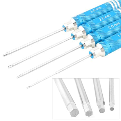 4 Pieces Hex Screw Driver Set 1.5mm 2.0mm 2.5mm 3.0mm Allen Wrench Keys Screwdriver Kit RC Repair Tools for Traxxas RC Car Drone Multi-Axis Helicopter Arrma Axial Losi Redcat Racing (Blue) - color: Blue