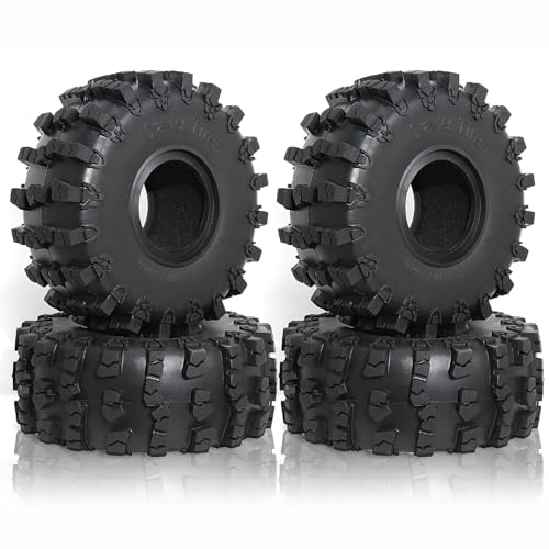 4PCS 2.2" RC Rubber Tires 150mm Crawler Tire with Foam Inserts Compatibale for 1/10 RC Crawler Axial SCX10 RR10 90053 AX10 Wraith 90056 90045