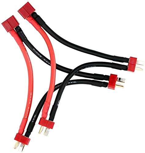 FLY RC 2pcs T Serial Series Connector 1 Female to 2 Male T Plug in Series Power Connector Adapter with 12cm Wire for RC Quadcopter Multirotor - style: T Series Connector