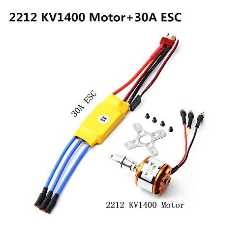 GoolRC 2212 1400KV Brushless Motor 30A ESC with T Plug 3.5mm Banana Connectors for RC Plane Helicopter Electronic Speed Controller - size: 1400kv with esc