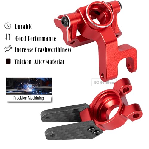 RC Alloy Aluminium Caster Block C Hub & Steering Blocks & Rear Stub Axle Carriers Upgrades Part for 1/10 GORGON 2WD RTR BRUSHED MONSTER TRUCK(ARA3230T1),Red - color: Red(1set)