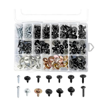 160 Pack Metal 14-Size Phillips Round-Head Self-Tapping Screw Kit | body bumper and hood applications, vehicle retainer mounting, fits SUVs RVs and cars, automotive fastening hardware