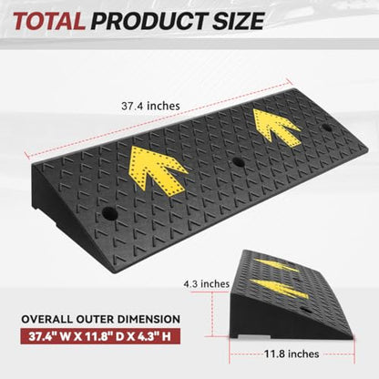 Rubber Curb Ramp 4.3" Rise Height, Arrow Patterned Sidewalk Curb Ramp for Forklift Truck Bus Car SUV, Driveway Curb Ramps for Low Profile Car, Threshold Bridge Ramp for Warehouse Garage - size: 4.3" Rise Arrow