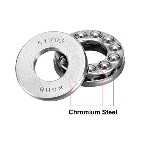 uxcell 51203 Thrust Ball Bearings 17mm x 35mm x 12mm Chrome Steel ABEC3 Single Row Roller 2pcs - size: 17mmx35mmx12mm