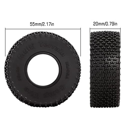INJORA 1.0 55 * 20mm All Terrain Comp Pin Tires for 1/18 1/24 RC Crawler