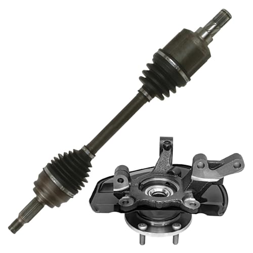 Detroit Axle - Front Left Steering Knuckle Kit for 07-17 Jeep Compass | Patriot, 07-12 Dodge Caliber, Driver Side Steering Knuckle & Wheel Bearing Hub CV Axle 2007 2008 2009 2010 2011 2012 - size: 2UX48602/Pair