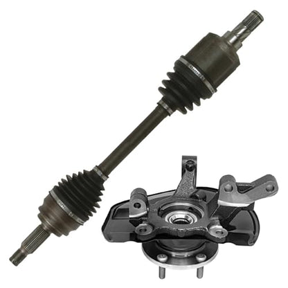 Detroit Axle - Front Left Steering Knuckle Kit for 07-17 Jeep Compass | Patriot, 07-12 Dodge Caliber, Driver Side Steering Knuckle & Wheel Bearing Hub CV Axle 2007 2008 2009 2010 2011 2012 - size: 2UX48602/Pair