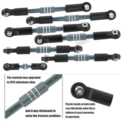 RC Upgrades Part Adjustable Turnbuckles Camber Links Toe Link for 1/10 Slash/Rustler/Stampede/Bandit VXL 4WD 4X4.Alloy Front&Rear Link Set,Titanium - color: Titanium(for 1/10)