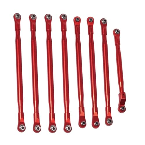 RC Tie Link Rods Compatible with Axial SCX6 for JLU 1/6 RC Crawler Car Upgrade Parts 8Pcs Metal Links Bar Suspension Linkage Set with Metal Rod End(Red) - color: Red