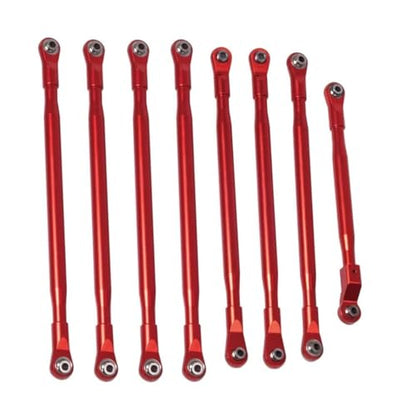 RC Tie Link Rods Compatible with Axial SCX6 for JLU 1/6 RC Crawler Car Upgrade Parts 8Pcs Metal Links Bar Suspension Linkage Set with Metal Rod End(Red) - color: Red