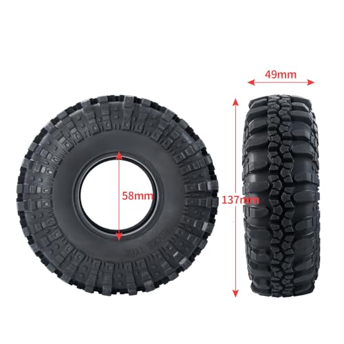RC-Hub 4pcs 2.2'' Rubber Tires with Foam for 1/10 Axial Wraith 90048 90053 | Wheel Tires OD 137mm,Fits for 90048 90053 RR10 AXI03005,RC Upgrade Parts