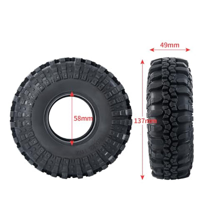 RC-Hub 4pcs 2.2'' Rubber Tires with Foam for 1/10 Axial Wraith 90048 90053 | Wheel Tires OD 137mm,Fits for 90048 90053 RR10 AXI03005,RC Upgrade Parts