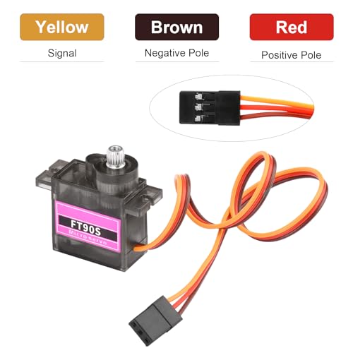 6Pcs FT90S 9g Micro Servo Motors with All-Metal Gears, High Torque, and 180° Rotation - for Arduino Robot Projects, RC Airplanes, Cars, Boats