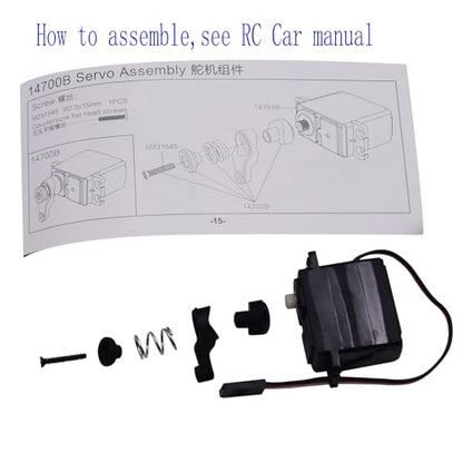 Blomiky 3 Wires 14701B Servo and 14702B Servo Saver Assembly Set for MJX 1/14 Scales H14BM 14209 14210 14301 14211 RC Trucks/ 14210 Servo