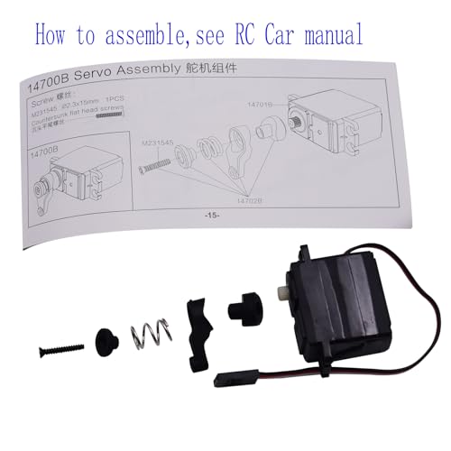 Blomiky 3 Wires 14701B Servo and 14702B Servo Saver Assembly Set for MJX 1/14 Scales H14BM 14209 14210 14301 14211 RC Trucks/ 14210 Servo