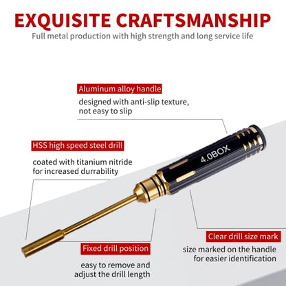 Hex Nut Screw Driver Set Titanium Nitride Coated Repair Tools Kit，4.0mm 5.5mm 7.0mm 8.0mm RC Multi-rotors Model Screwdriver Tool Kits (4PCS)